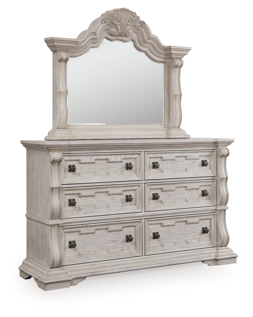 Bruchandi Antique White Dresser and Mirror from Ashley Furniture - Luna Furniture