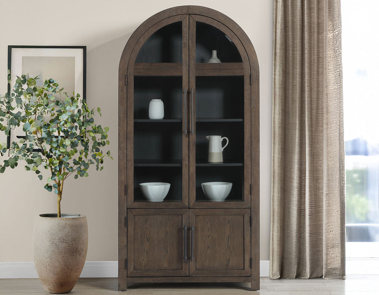 Burlington Cocoa Curio with Black Interior from Steve Silver - Luna Furniture