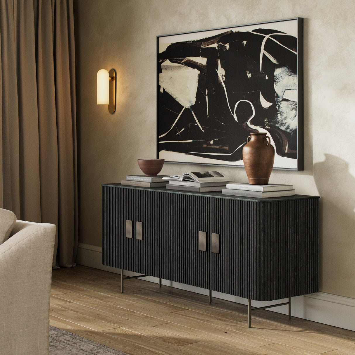 Laverne Sideboard in Washed Black from Four Hands - Luna Furniture