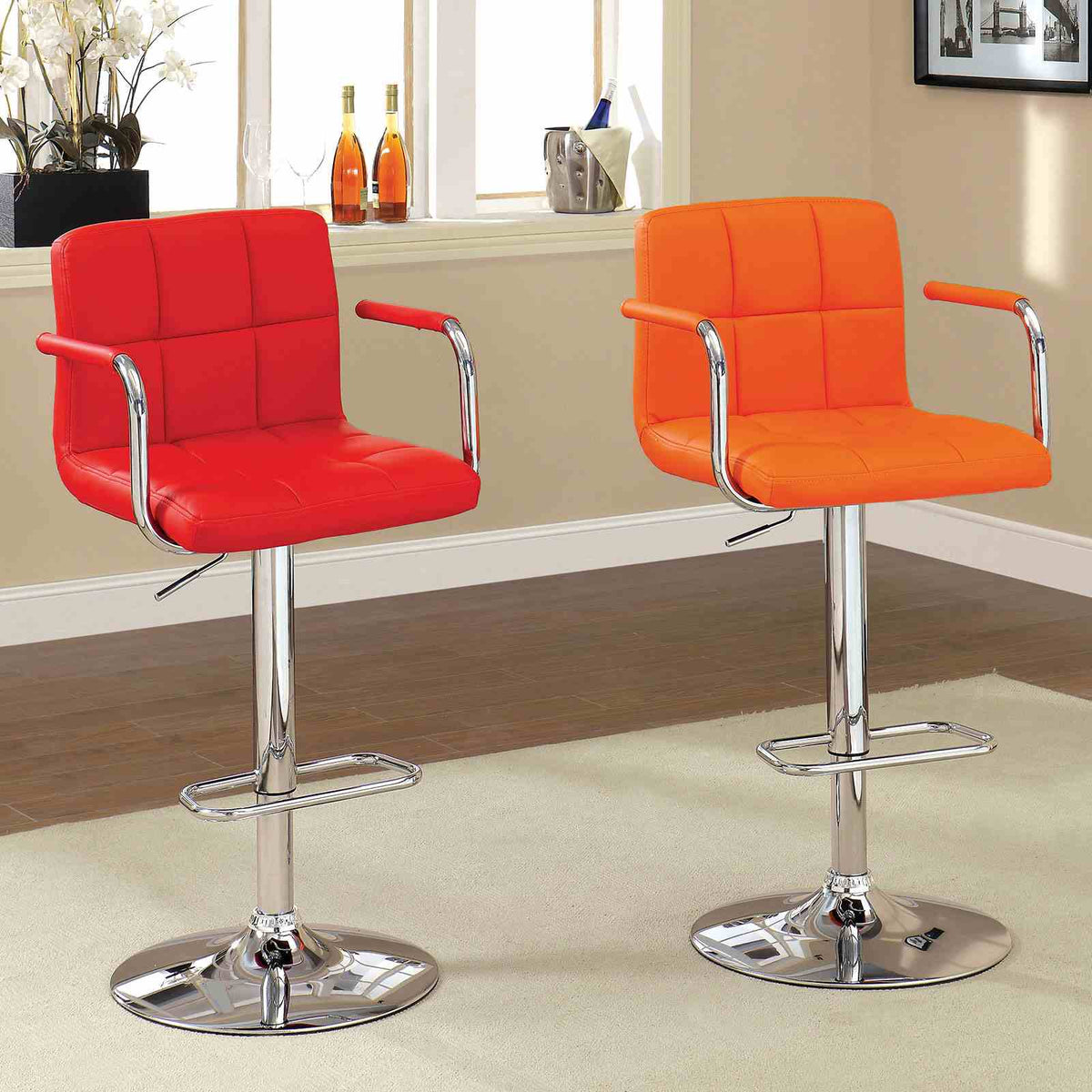 Corfu Red Bar Stool from Furniture of America - Luna Furniture