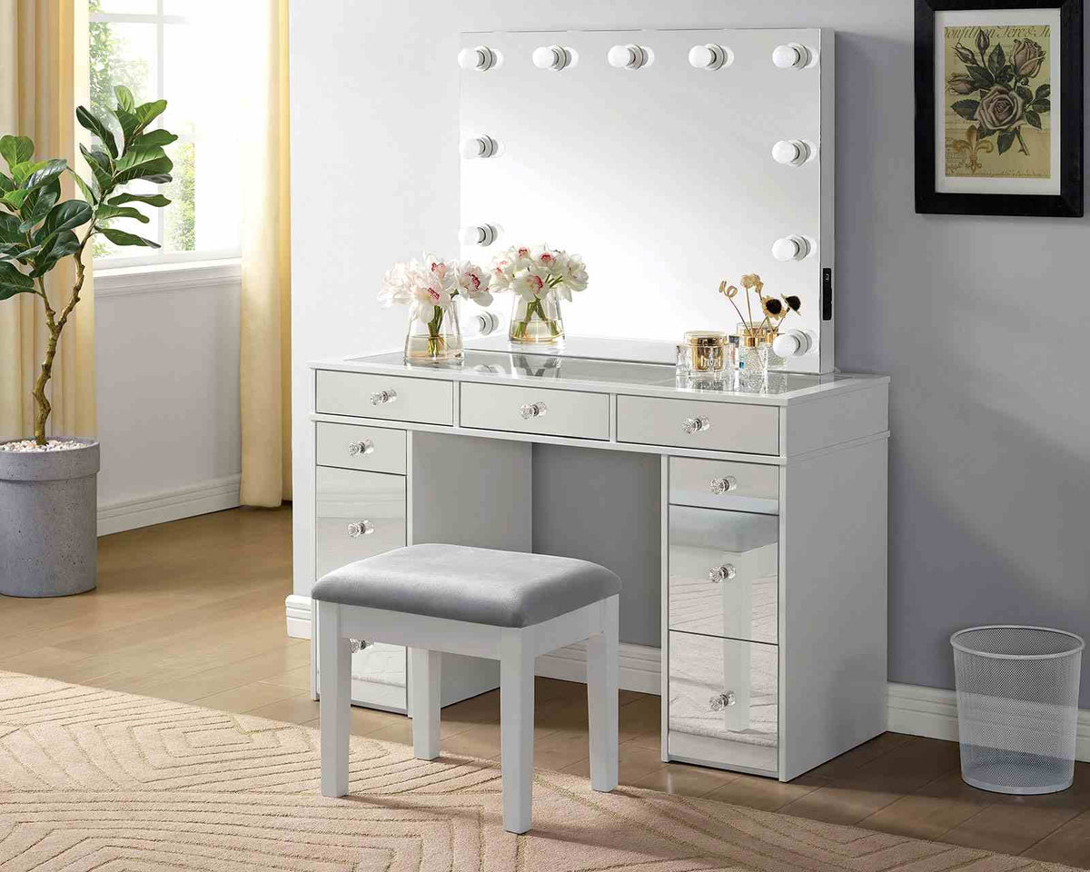 Margret White/Gray Vanity Set from Furniture of America - Luna Furniture