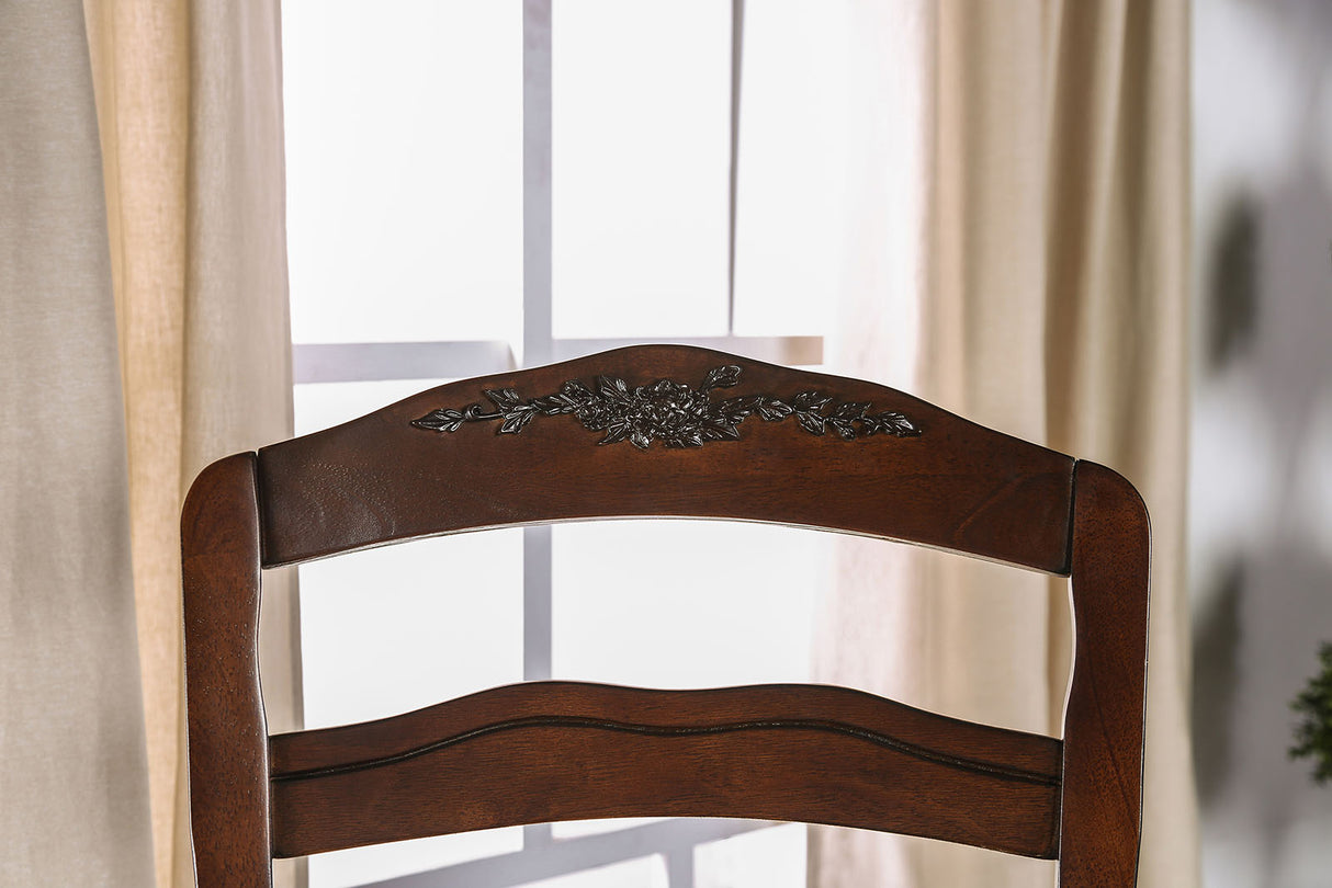 Townsville Dark Walnut 5-Piece Transitional Solid Wood Dining Room Set (Table & 4 Chairs) from Furniture of America - Luna Furniture
