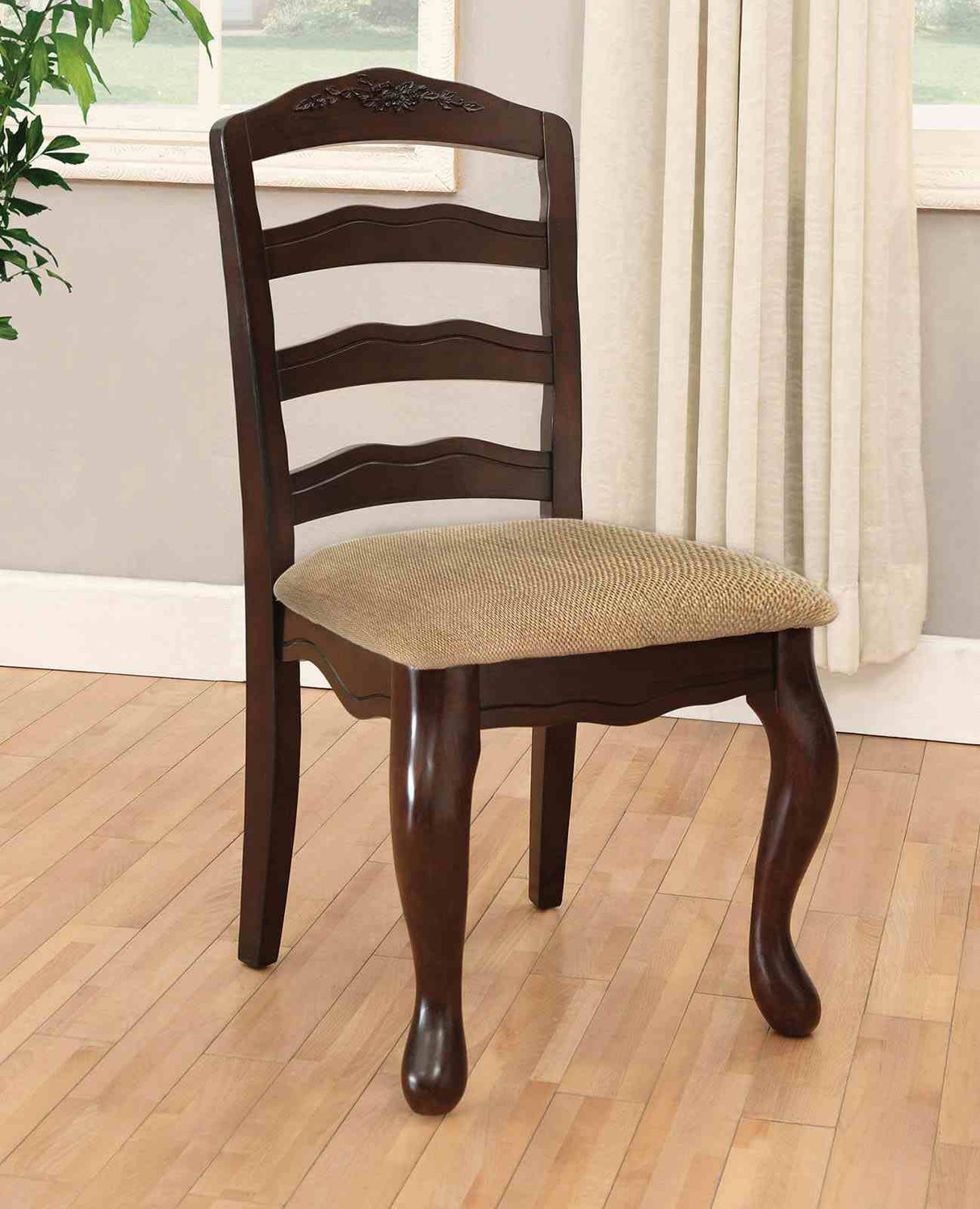 Townsville Dark Walnut 5-Piece Transitional Solid Wood Dining Room Set (Table & 4 Chairs) from Furniture of America - Luna Furniture