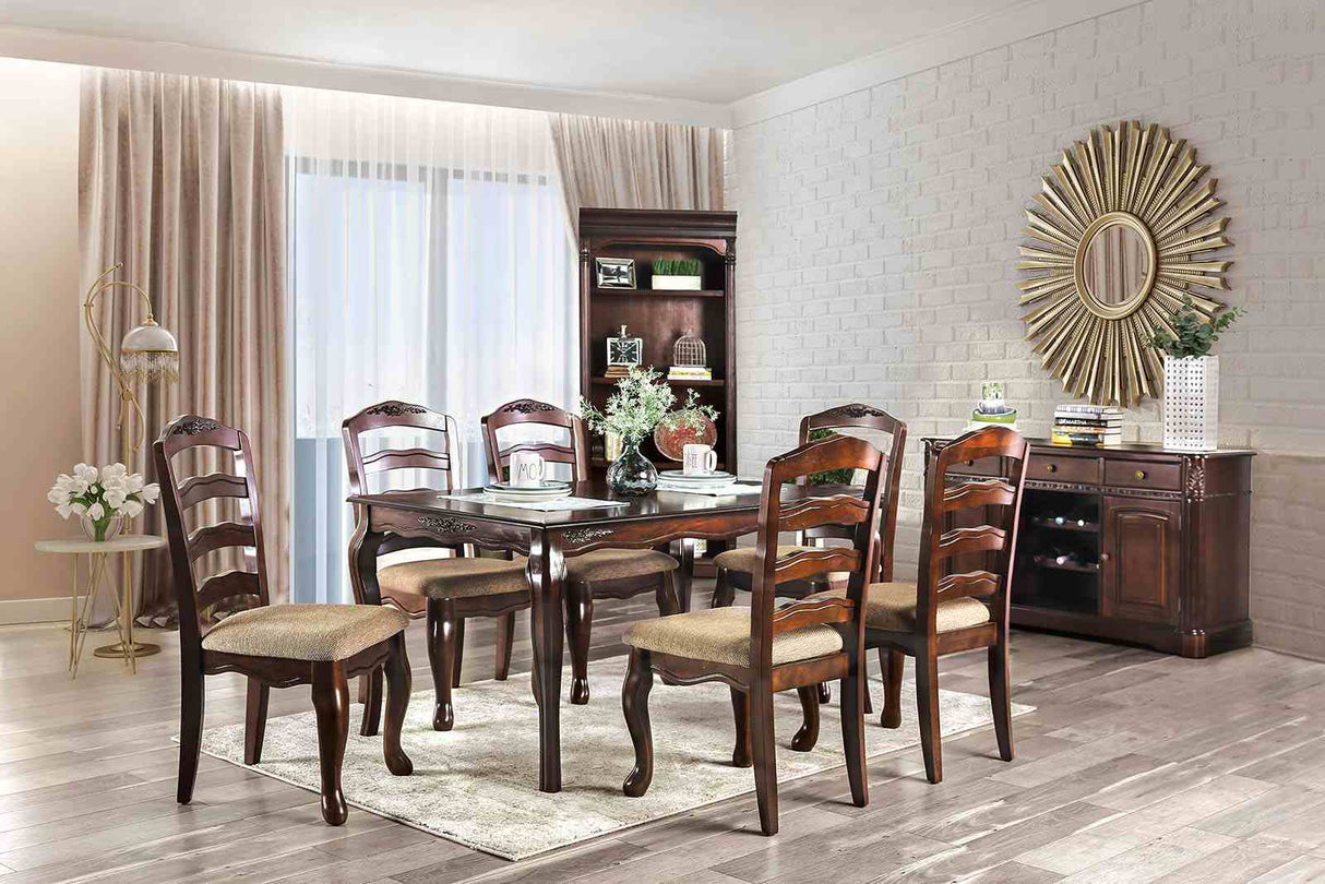 Townsville Dark Walnut 5-Piece Transitional Solid Wood Dining Room Set (Table & 4 Chairs) from Furniture of America - Luna Furniture