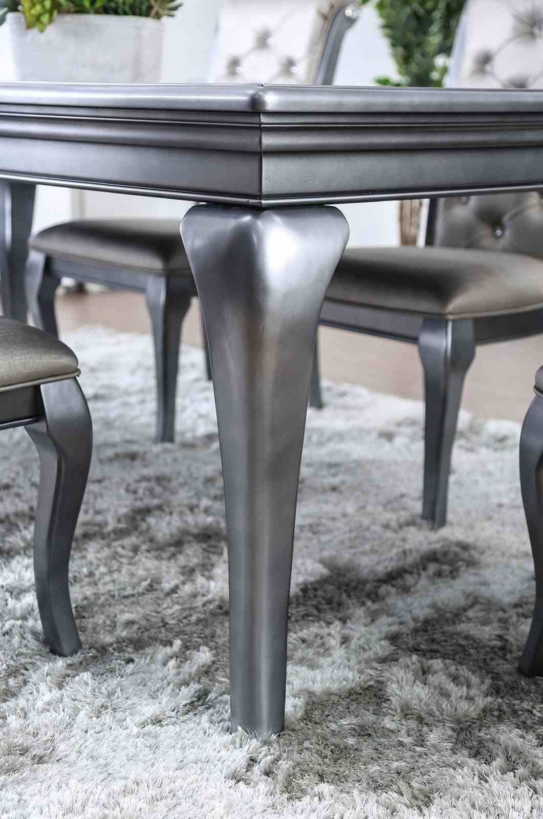 Amina Gray 9-Piece Transitional Glass Top Dining Room Set with 18" Expandable Leaf (Table & 8 Chairs) from Furniture of America - Luna Furniture