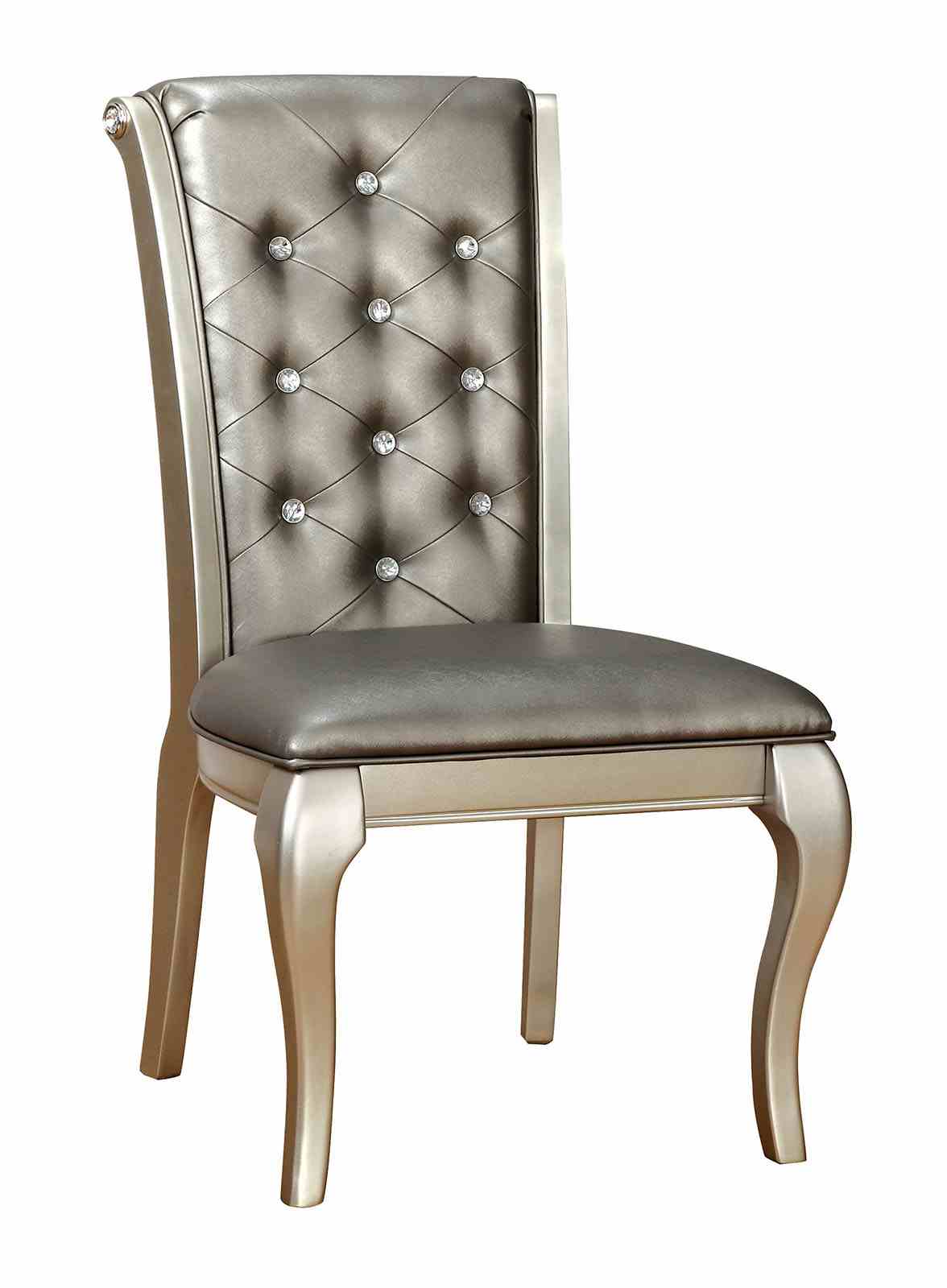 Amina Champagne 7-Piece Transitional Glass Top Dining Table Set (Table & 6 Chairs) from Furniture of America - Luna Furniture