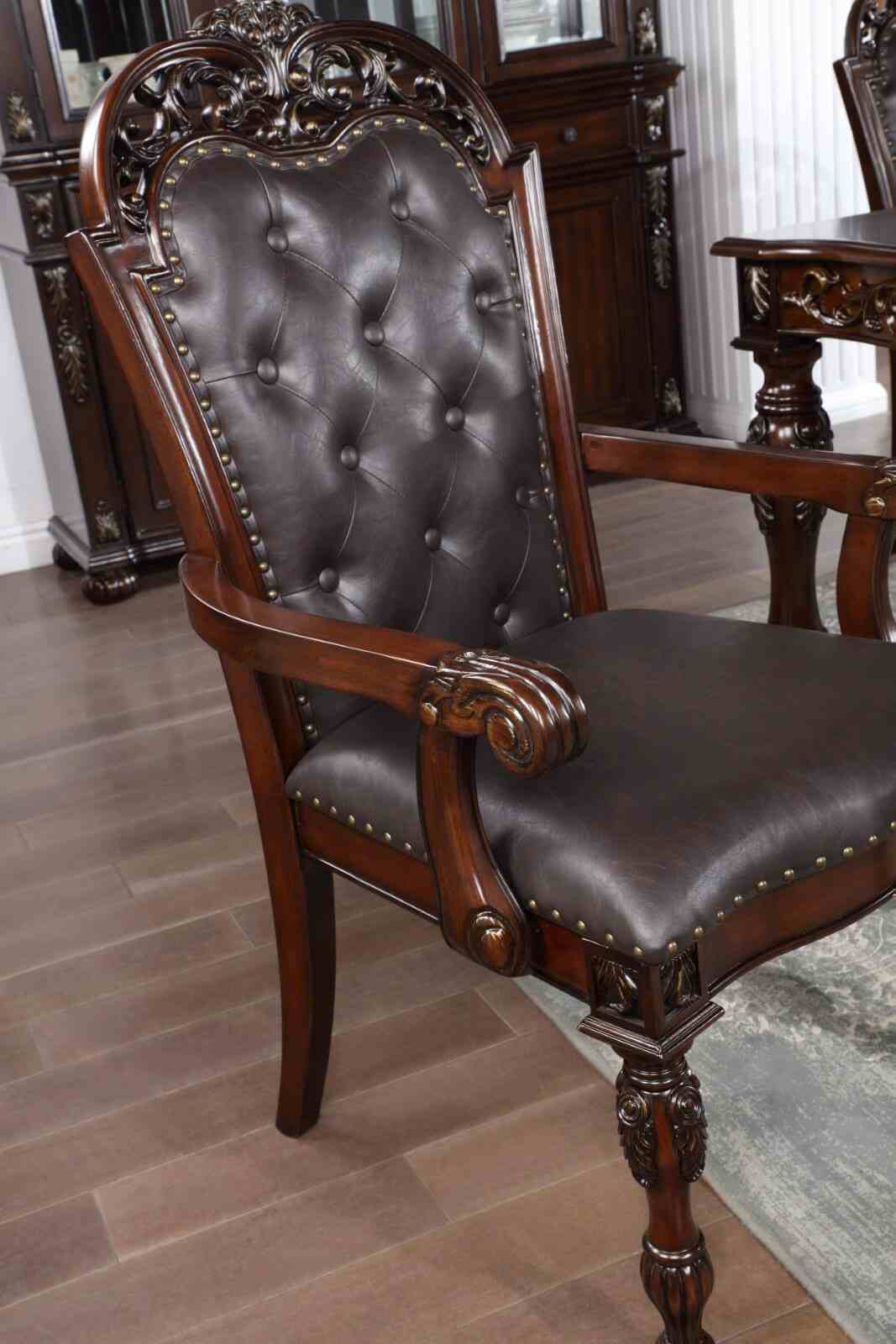 Nouvelle Brown Cherry/Espresso 7-Piece Dining Room Set from Furniture of America - Luna Furniture