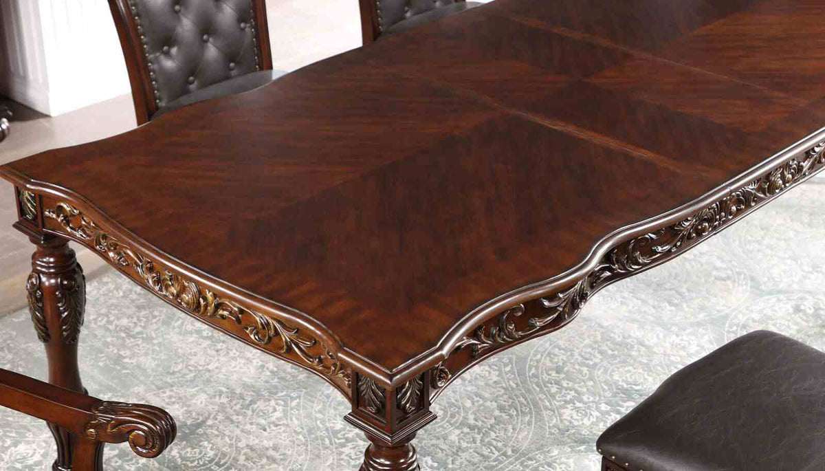Nouvelle Brown Cherry/Espresso 7-Piece Dining Room Set from Furniture of America - Luna Furniture