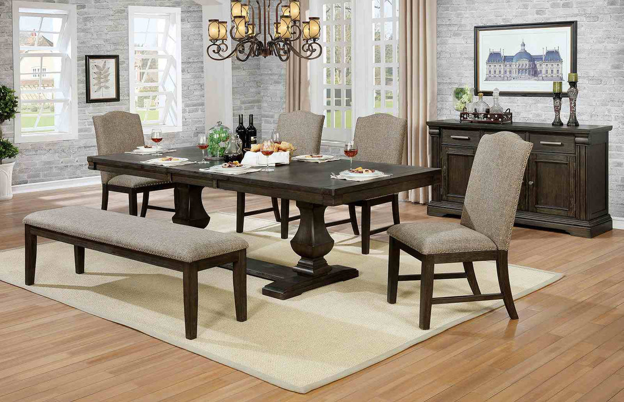 Faulk Espresso/Warm Gray Bench from Furniture of America - Luna Furniture
