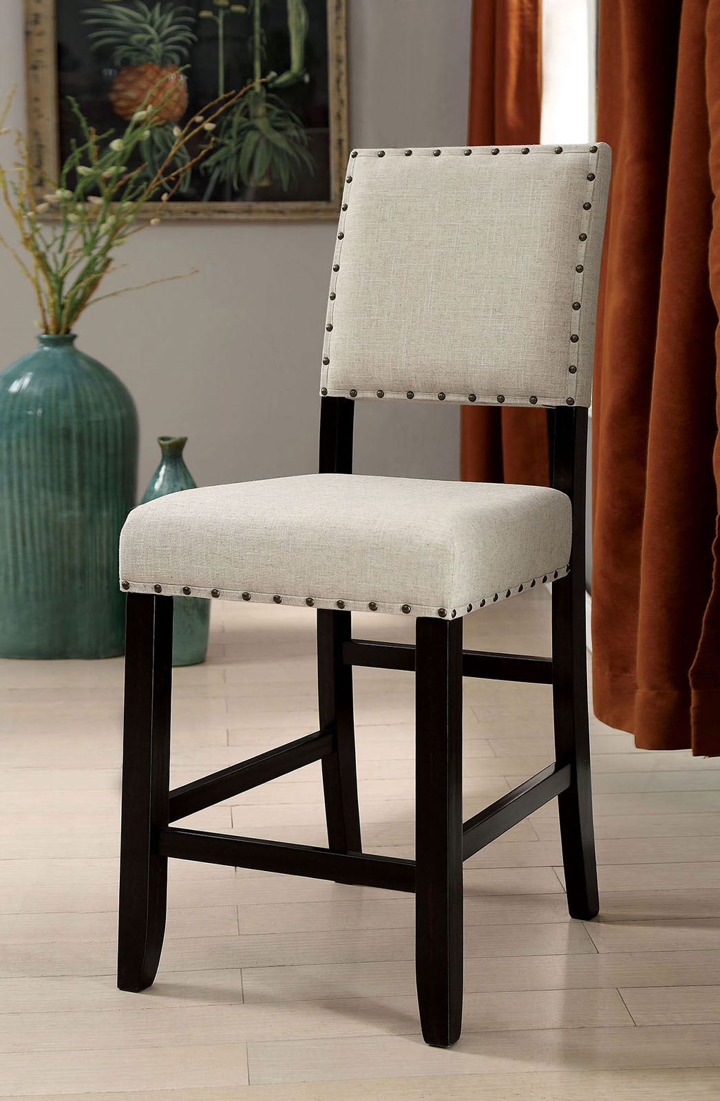 Sania Antique Black/Beige Counter Height Chair from Furniture of America - Luna Furniture