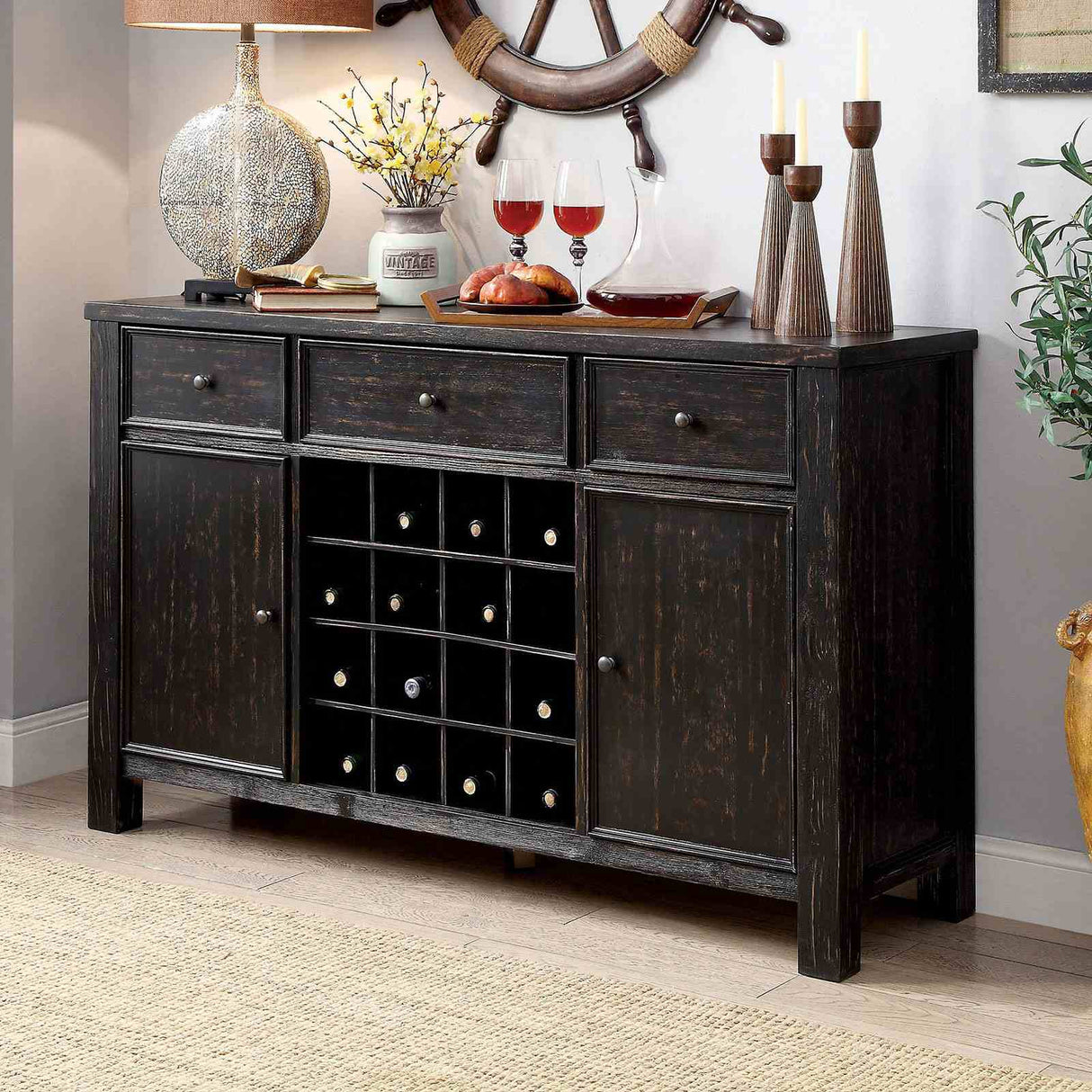 Sania Antique Black Counter Ht. Table from Furniture of America - Luna Furniture