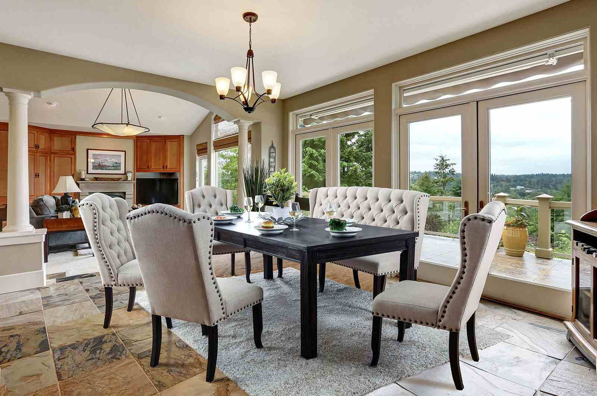 Sania Antique Black/Beige 84" Dining Table from Furniture of America - Luna Furniture