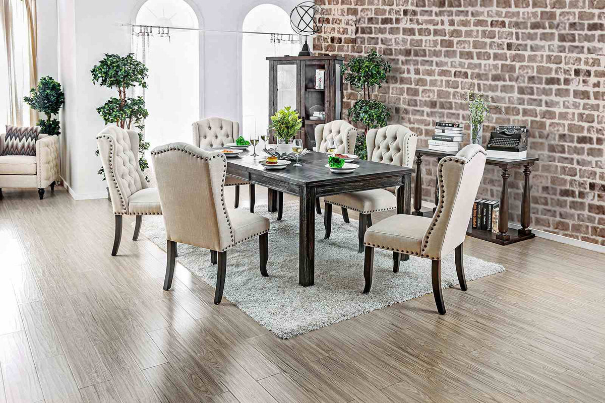 Sania Antique Black/Beige Rustic Dining Room Set from Furniture of America - Luna Furniture