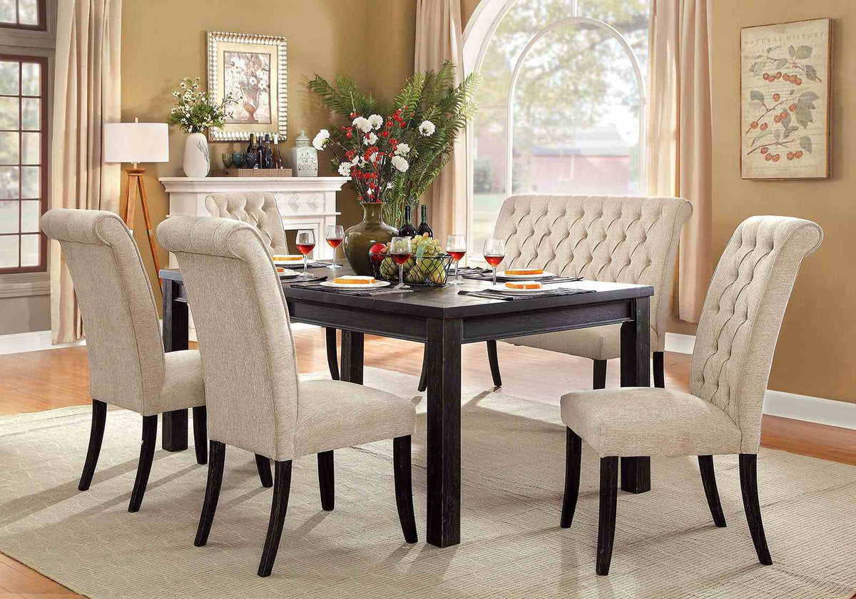 Sania Antique Black/Beige Dining Table from Furniture of America - Luna Furniture