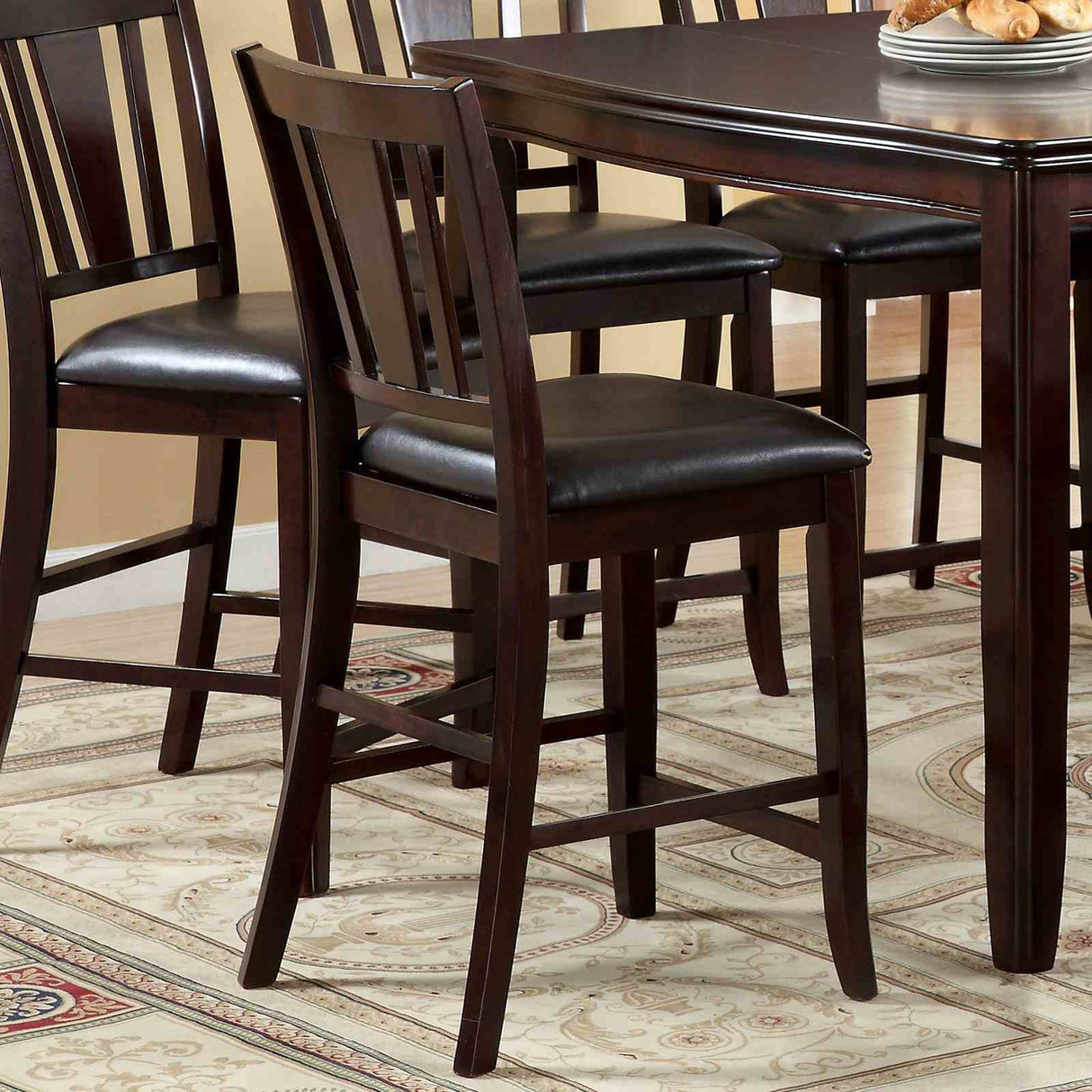 Edgewood Espresso 7-Piece Transitional Leatherette Counter Height Set from Furniture of America - Luna Furniture