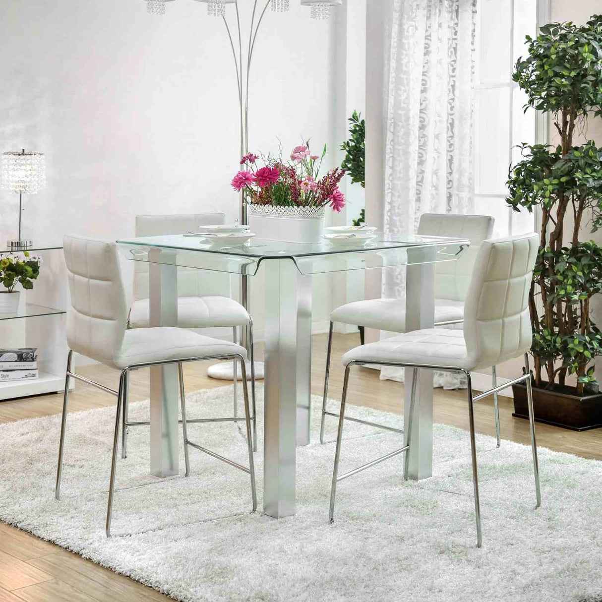 Richfield Silver/Chrome Counter Ht. Table from Furniture of America - Luna Furniture