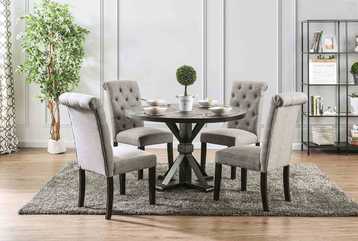 Alfred Antique Black/Ivory 5-Piece Dining Room Set from Furniture of America - Luna Furniture