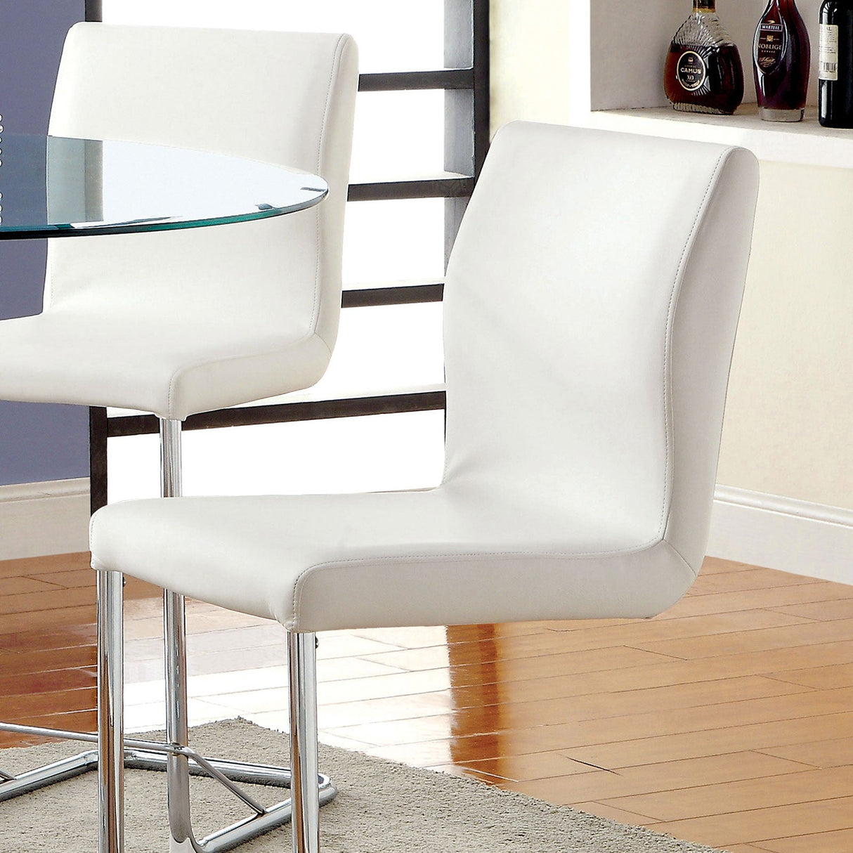 Lodia White/Chrome Counter Height Chair from Furniture of America - Luna Furniture
