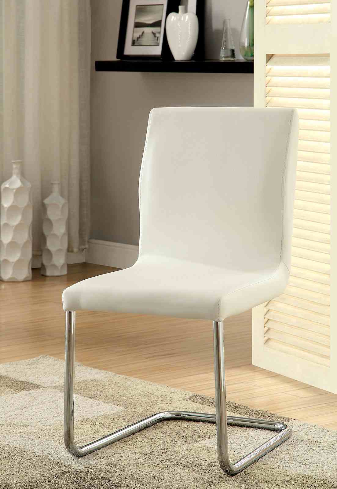 Lodia White Contemporary Round Glass-Top Dining Room Set from Furniture of America - Luna Furniture