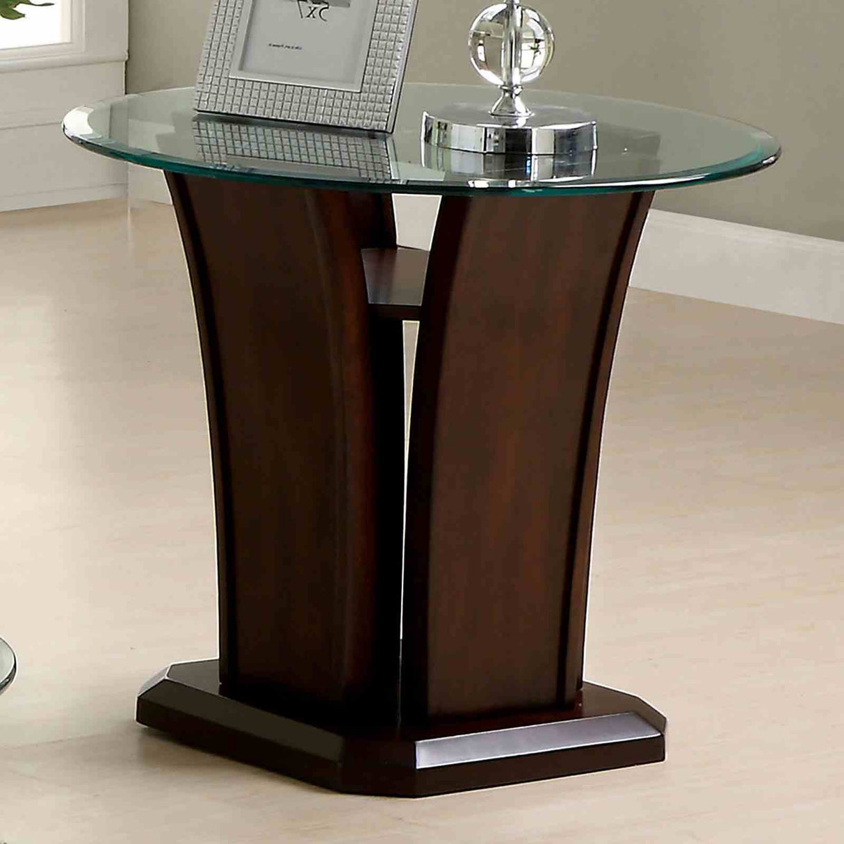 Manhattan Brown Cherry End Table from Furniture of America - Luna Furniture