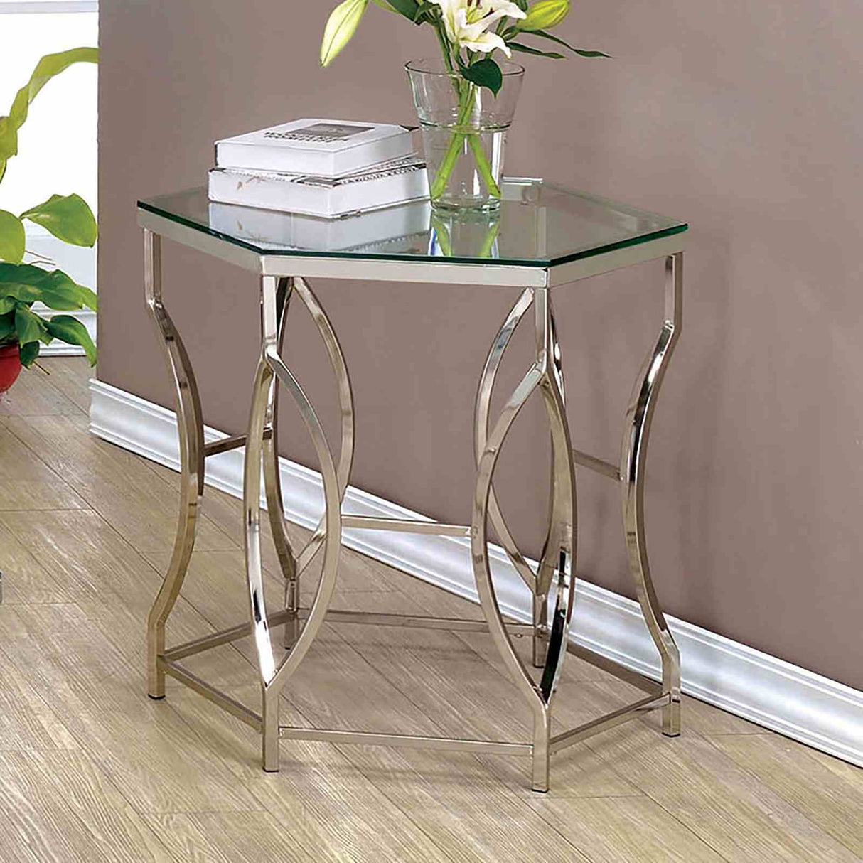 Zola Chrome End Table from Furniture of America - Luna Furniture