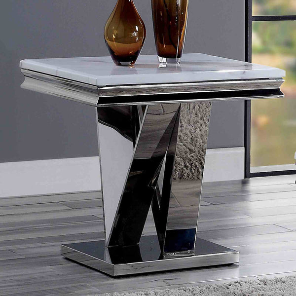Villarsglane White/Chrome End Table
