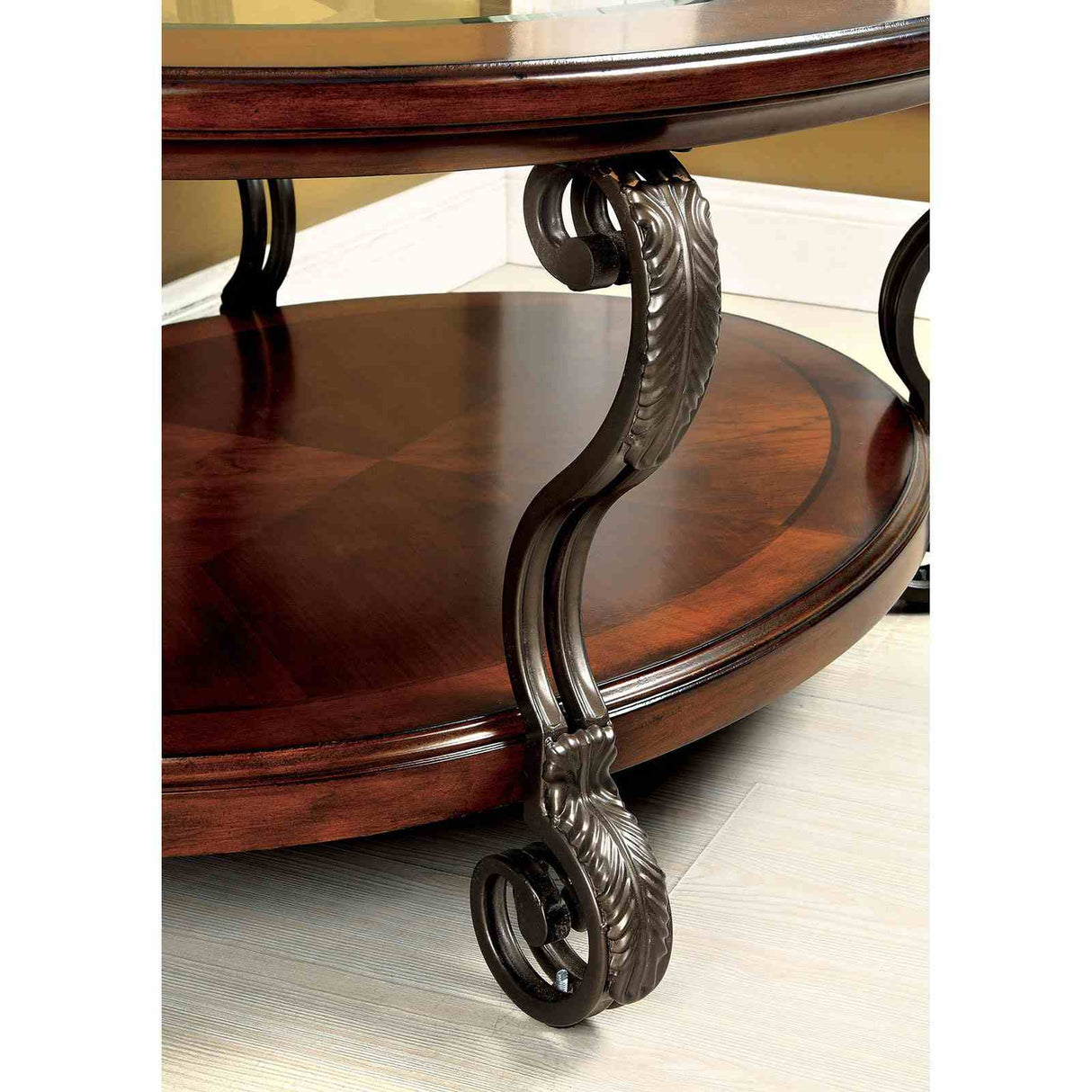 May Brown Cherry Coffee Table from Furniture of America - Luna Furniture