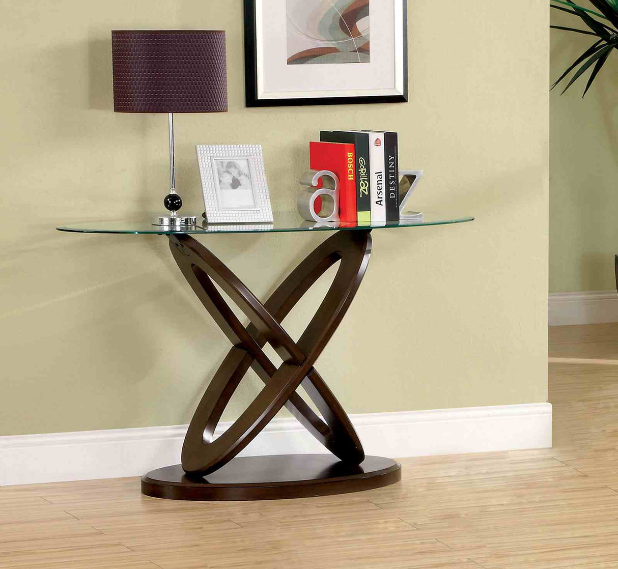 Atwood Dark Walnut Oval Sofa Table from Furniture of America - Luna Furniture