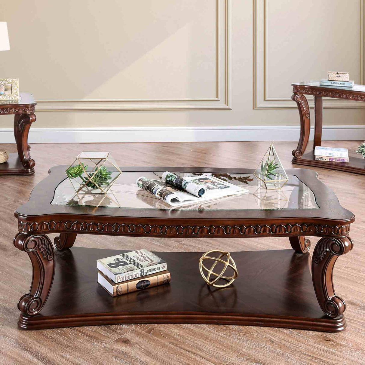 Walworth Dark Oak Coffee Table from Furniture of America - Luna Furniture