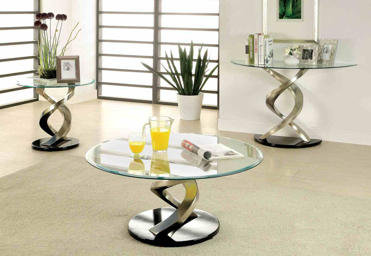 Nova Satin Plated/Black Sofa Table from Furniture of America - Luna Furniture