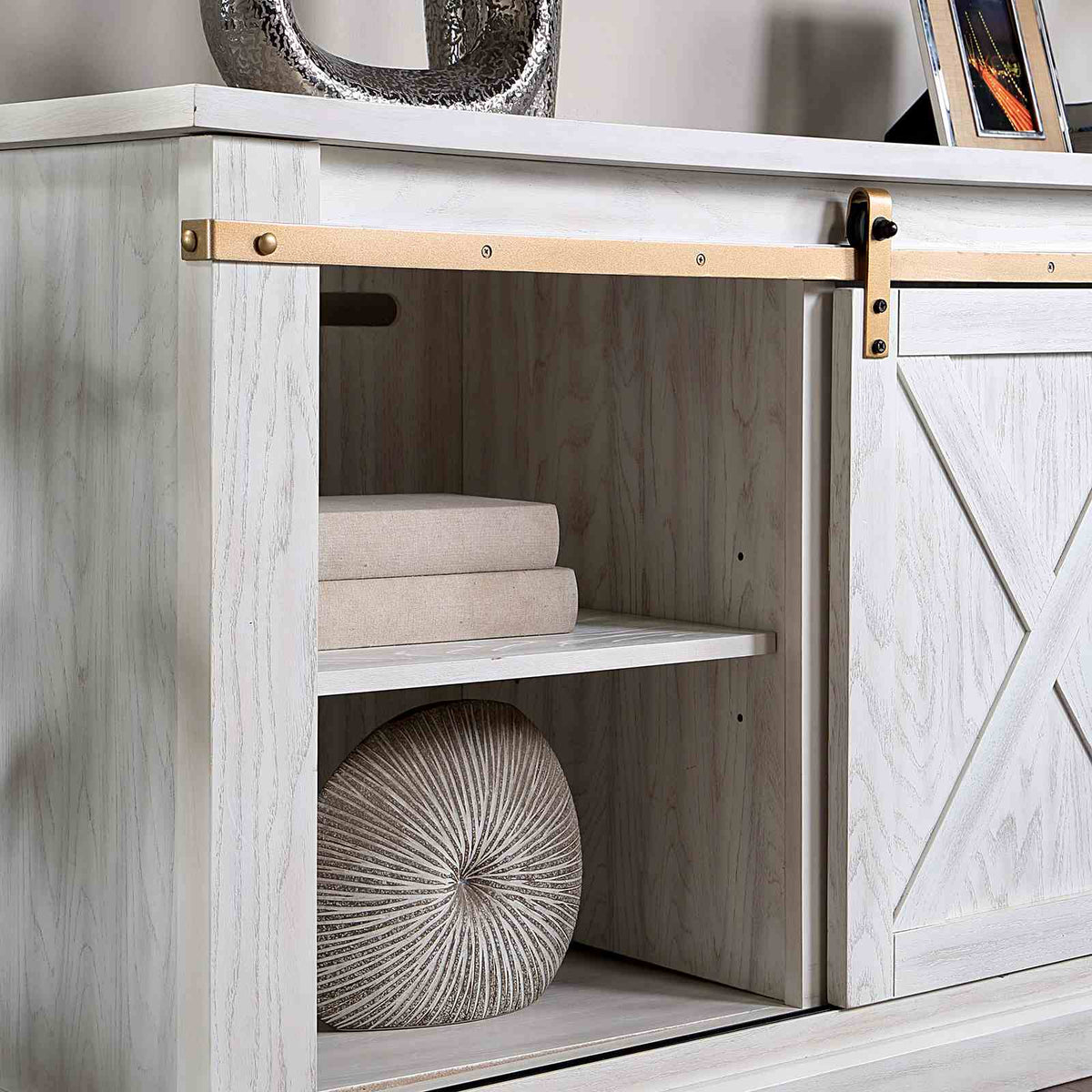 Borrego Antique White TV Console from Furniture of America - Luna Furniture