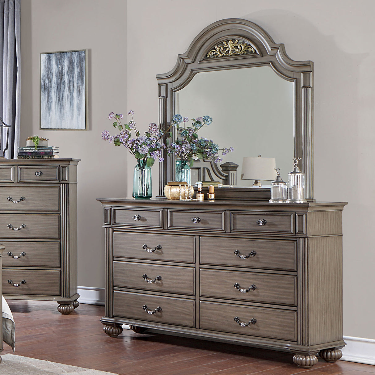 Syracuse Gray Mirror (Mirror Only) from Furniture of America - Luna Furniture