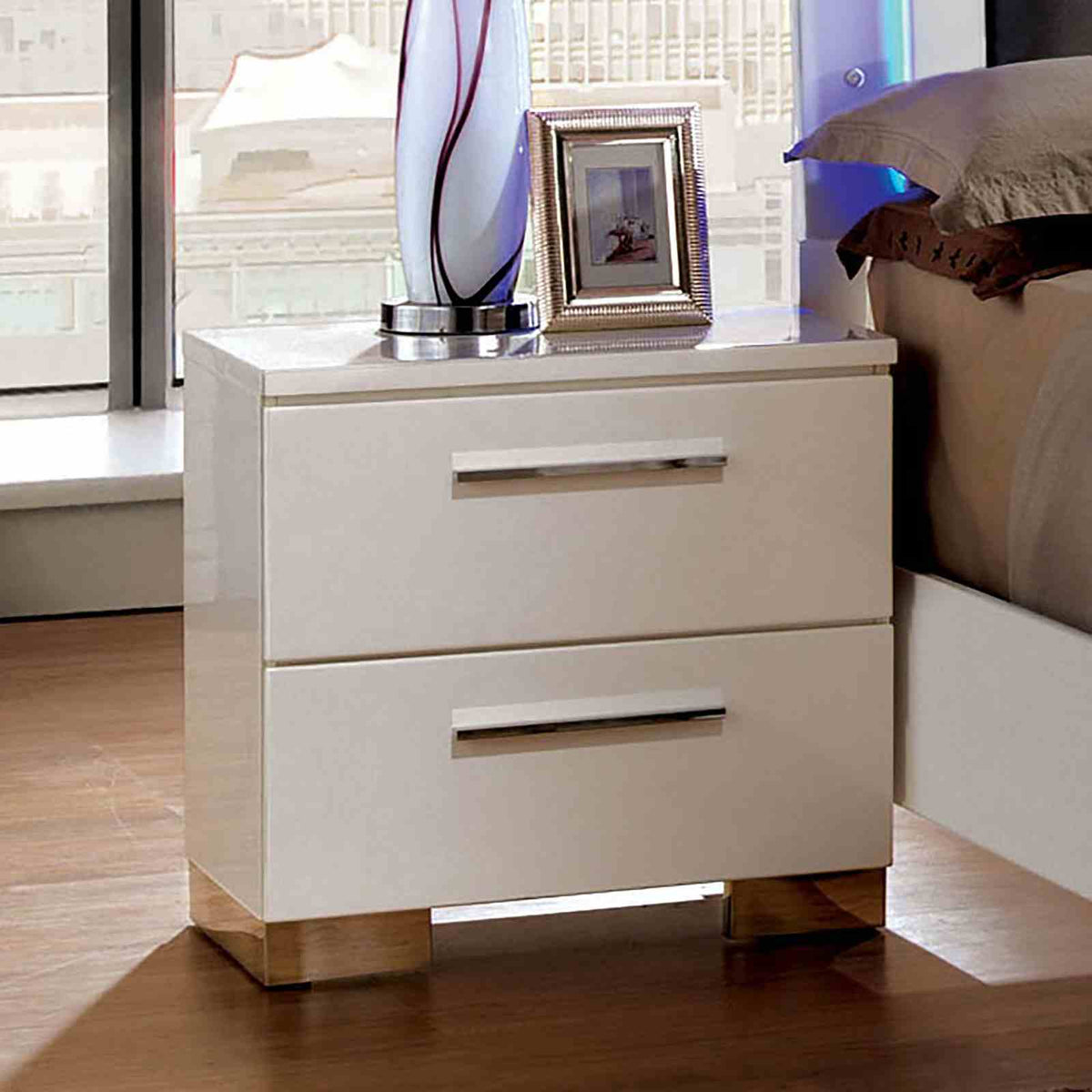 Clementine Glossy White Contemporary Youth Bedroom Set from Furniture of America - Luna Furniture