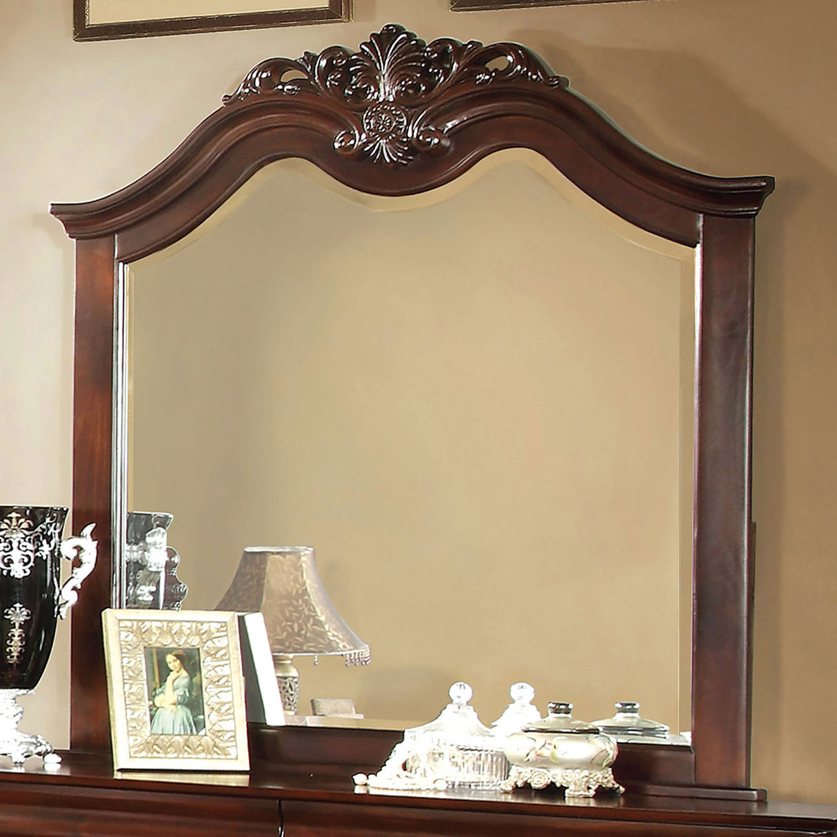 Mandura Cherry Mirror (Mirror Only) from Furniture of America - Luna Furniture