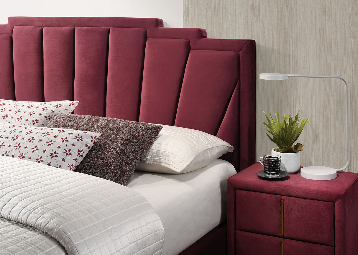Florizel Red/Gold Upholstered King Bed from Furniture of America - Luna Furniture
