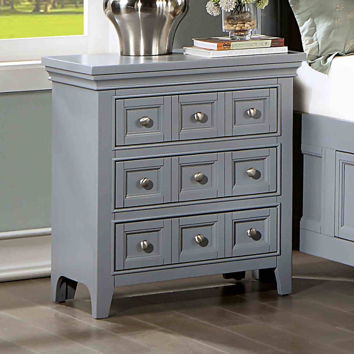 Castlile Gray Transitional Storage Bedroom Set from Furniture of America - Luna Furniture