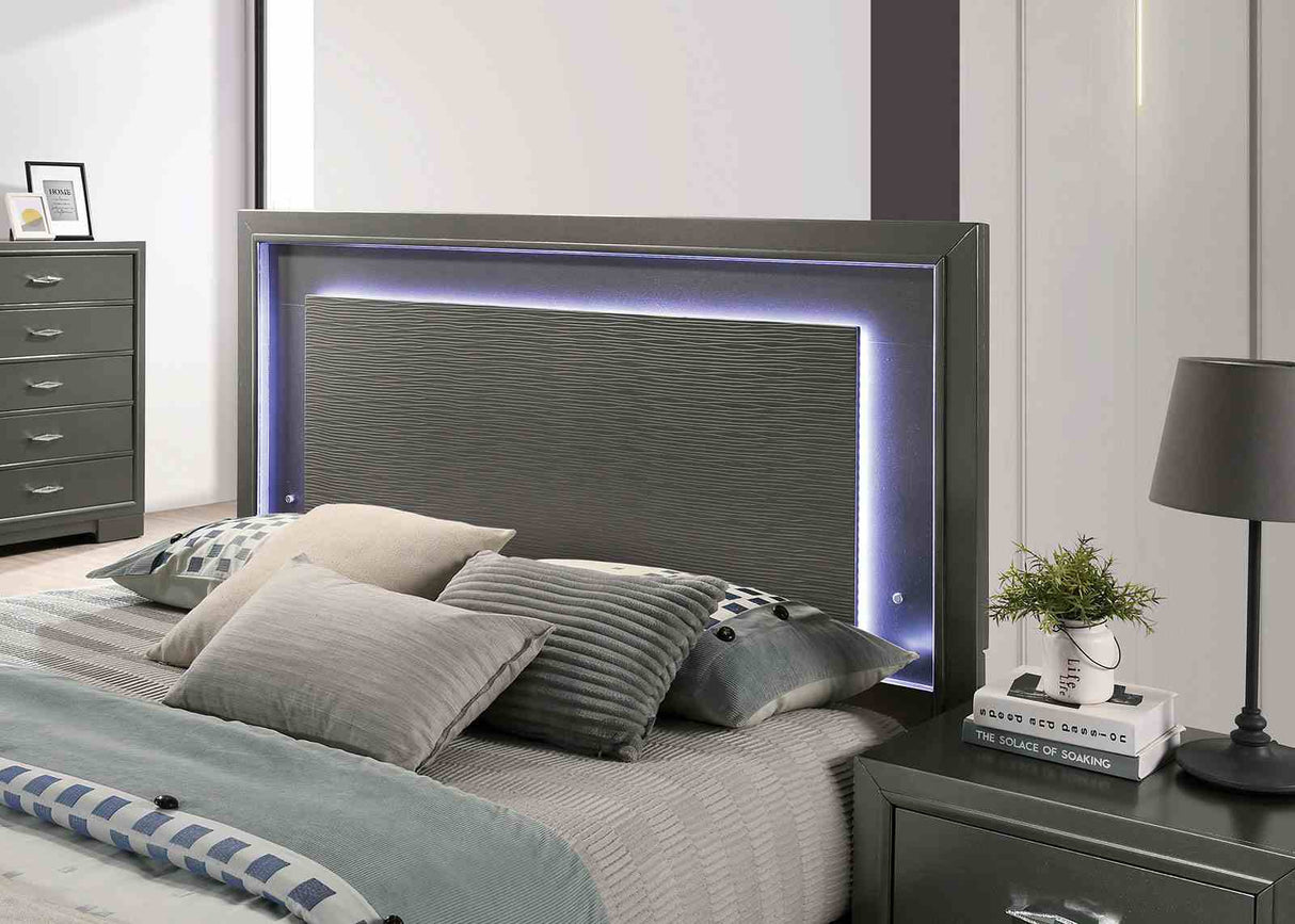 Alison Metallic Gray California King Bed from Furniture of America - Luna Furniture