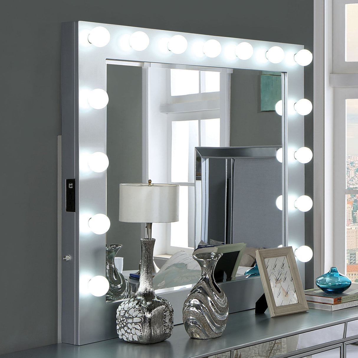 Belladonna Silver Mirror (Mirror Only) from Furniture of America - Luna Furniture