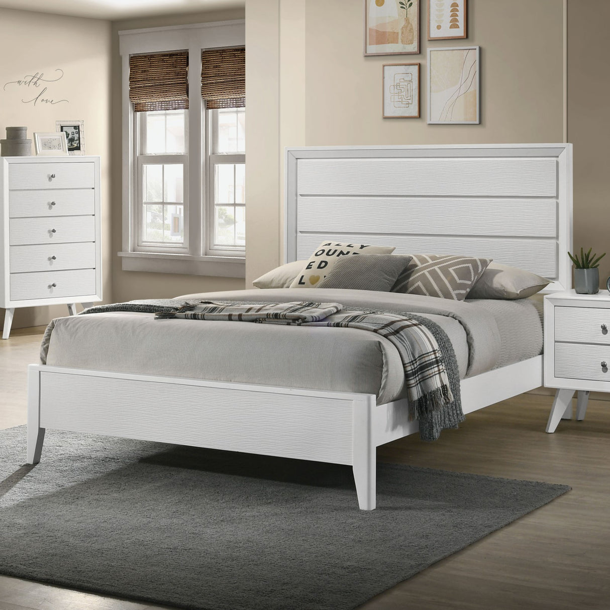 Dortmund White King Panel Bed from Furniture of America - Luna Furniture