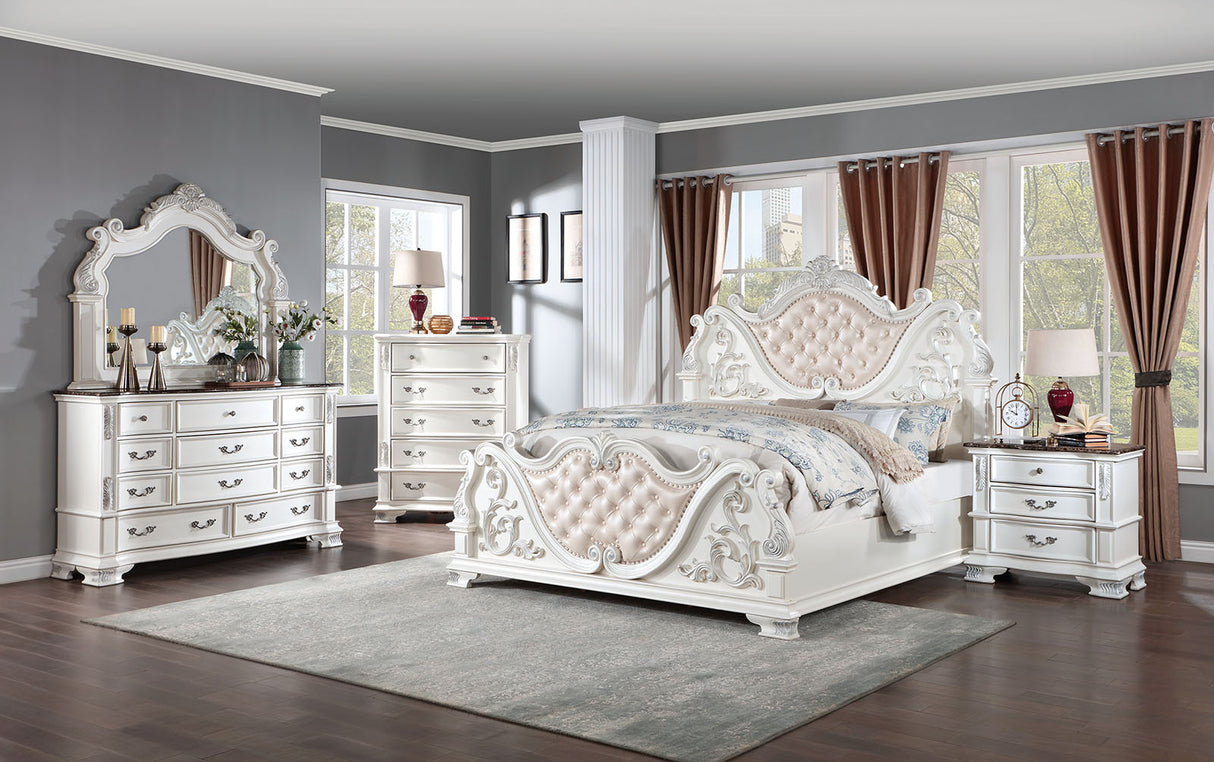 Esparanza Pearl White King Bed from Furniture of America - Luna Furniture