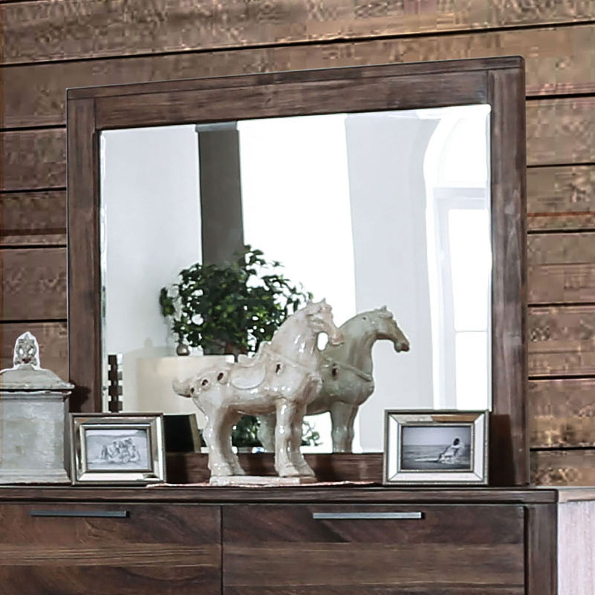 Hankinson Rustic Natural Tone Mirror (Mirror Only) from Furniture of America - Luna Furniture