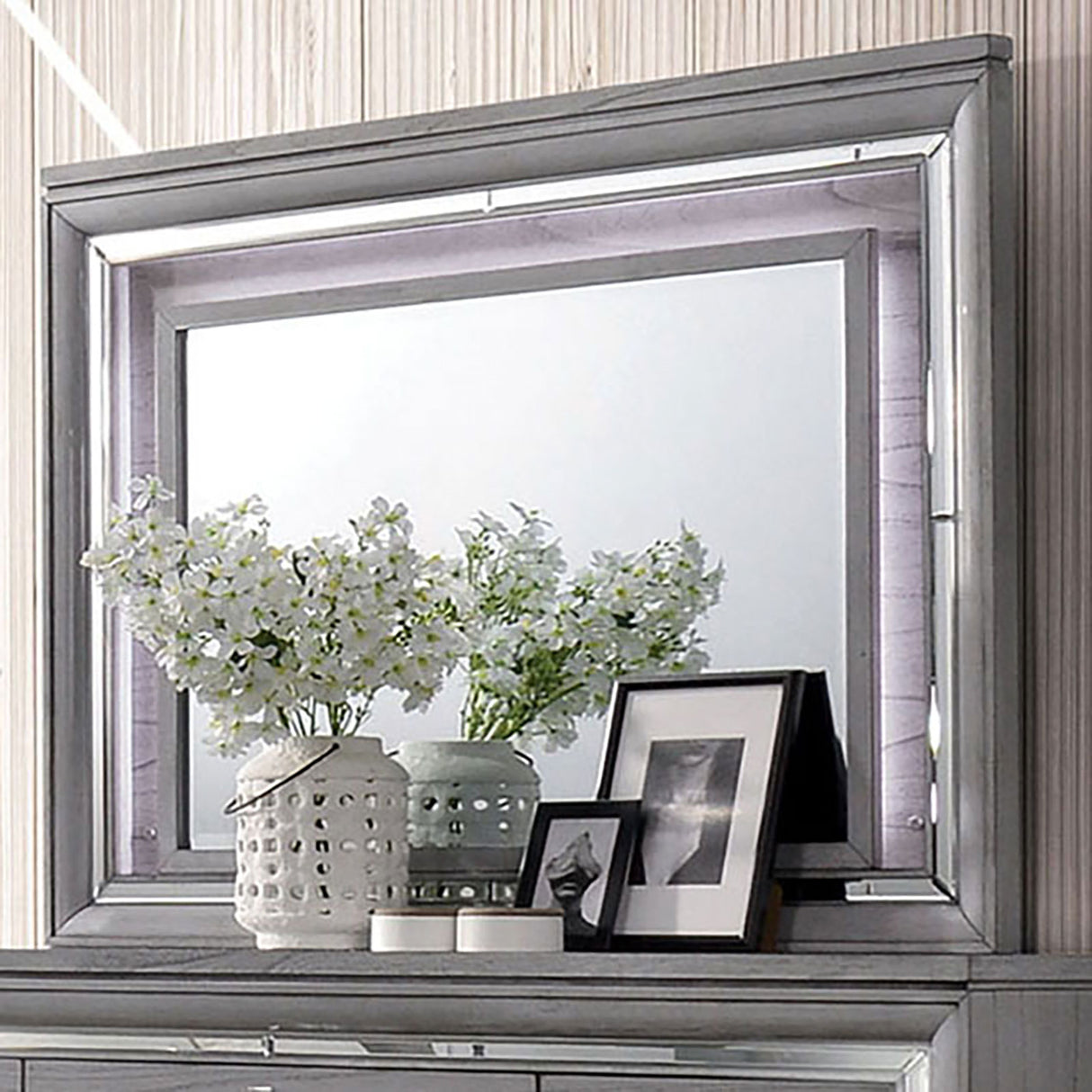 Alanis Light Gray Mirror (Mirror Only) from Furniture of America - Luna Furniture
