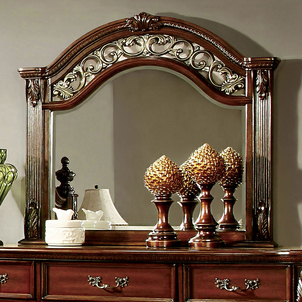 Arthur Brown Cherry Mirror (Mirror Only) from Furniture of America - Luna Furniture