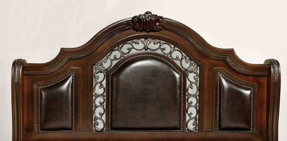 Flandreau Brown Cherry/Espresso King Bed from Furniture of America - Luna Furniture