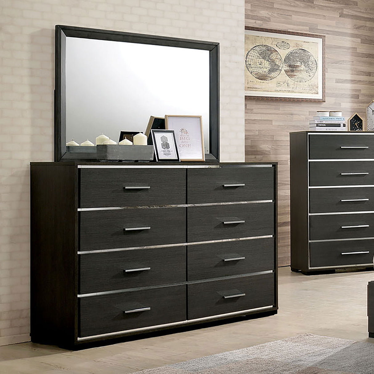 Camryn Warm Gray Mirror (Mirror Only) from Furniture of America - Luna Furniture