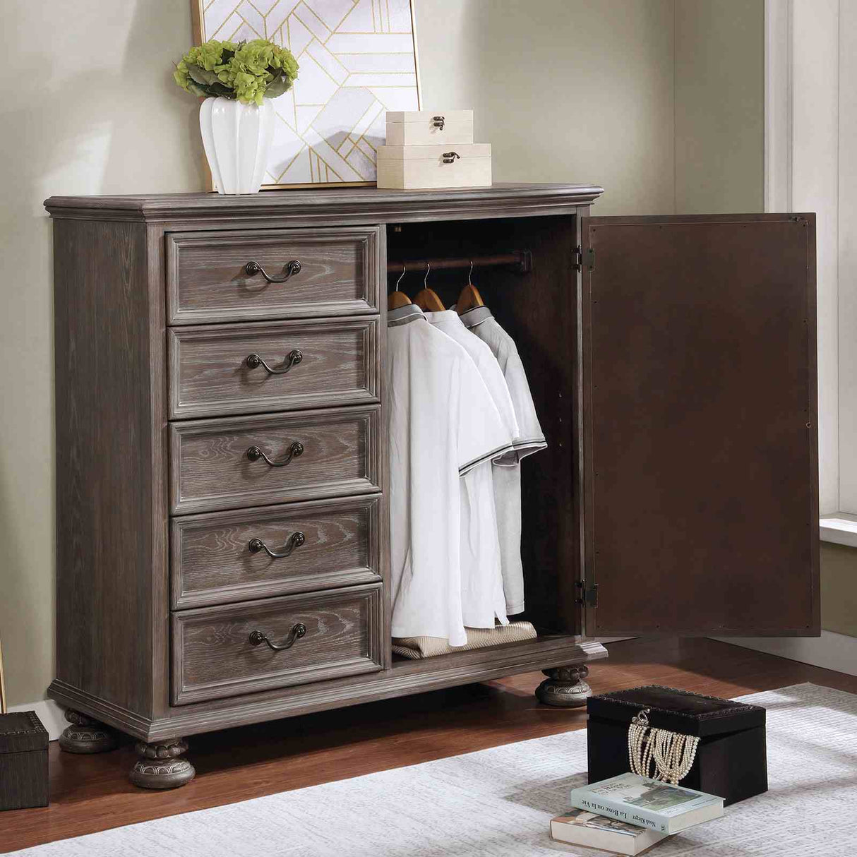 Lysandra Rustic Natural Armoire from Furniture of America - Luna Furniture