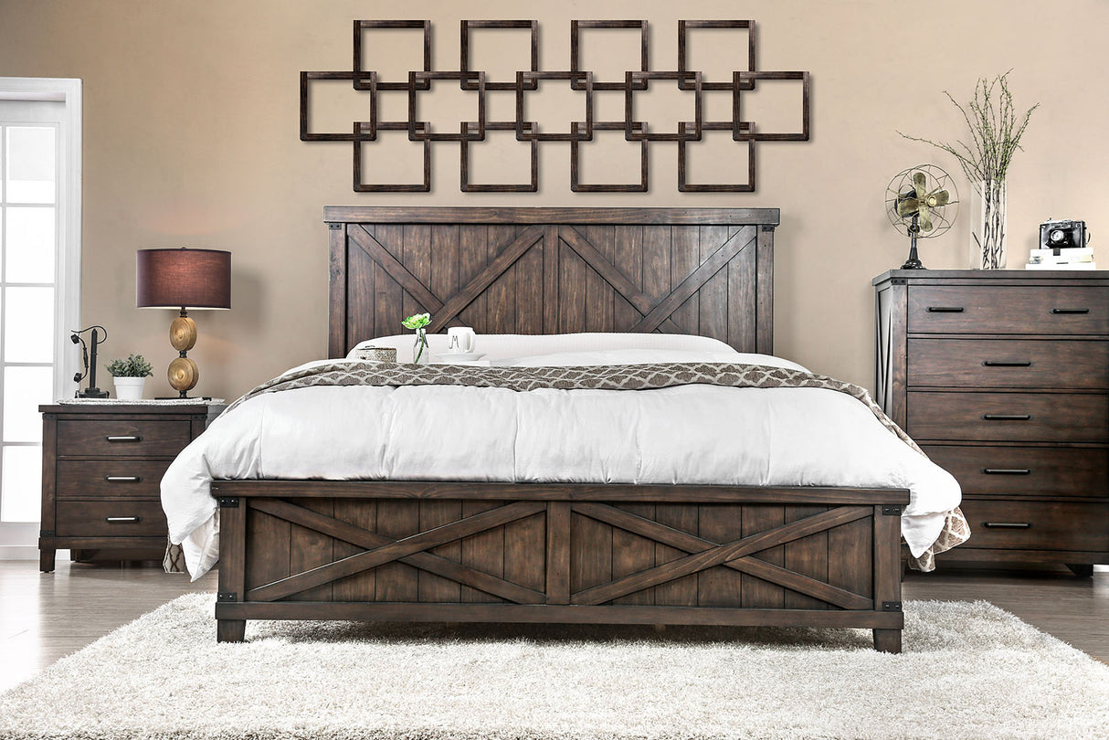 Bianca Dark Walnut King Bed from Furniture of America - Luna Furniture