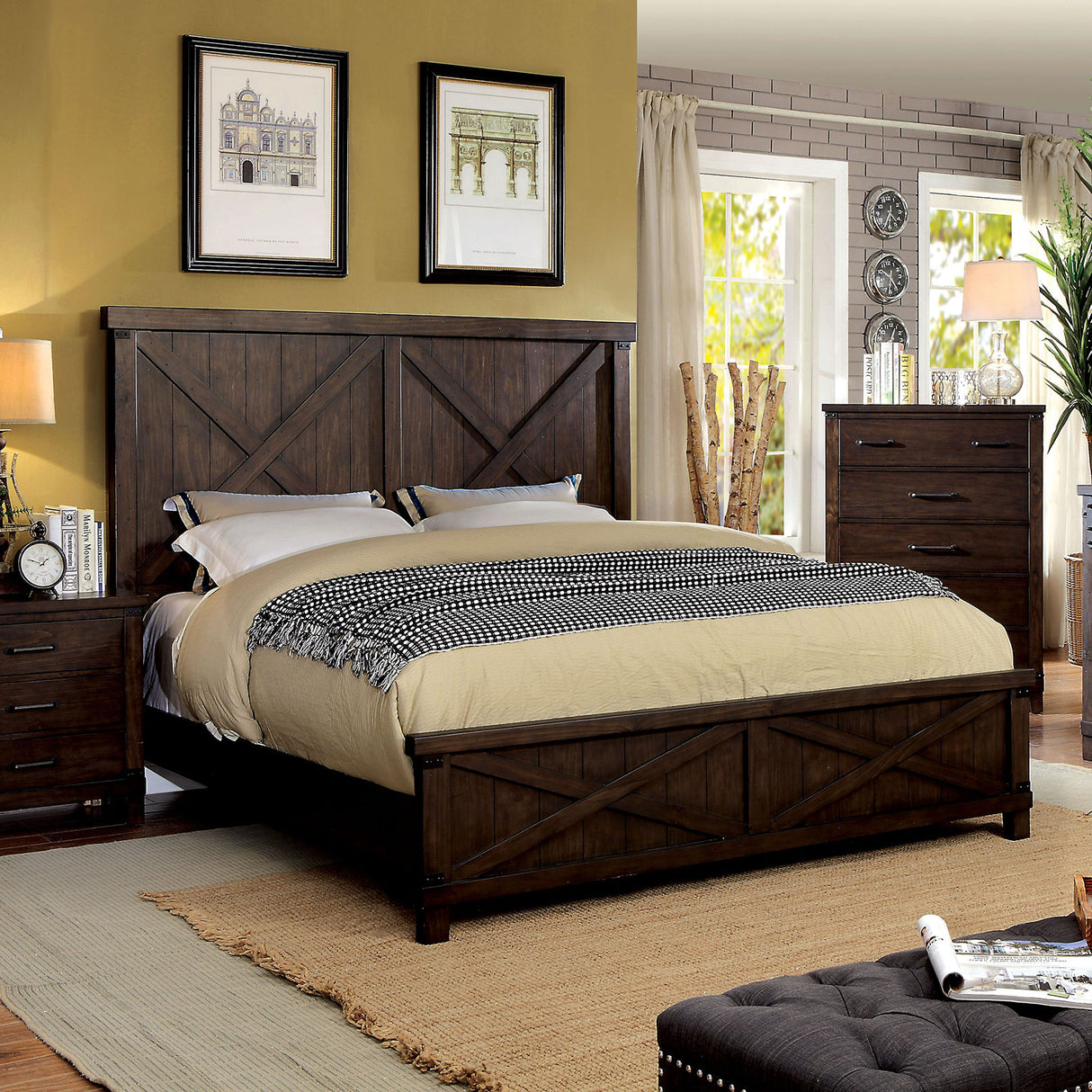 Bianca Dark Walnut King Bed from Furniture of America - Luna Furniture