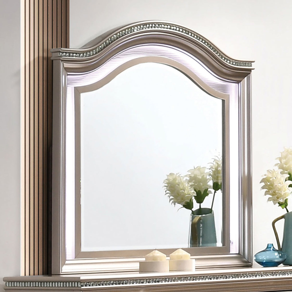Allie Rose Gold Mirror (Mirror Only) from Furniture of America - Luna Furniture
