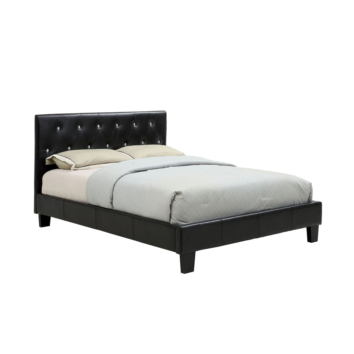 Velen Black Full Upholstered Tufted Bed from Furniture of America - Luna Furniture